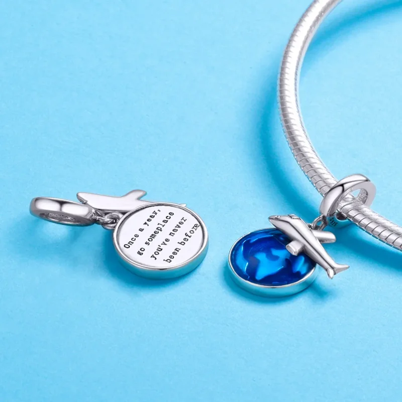 (bilde for) Pandora Style Silver Travel Around The World Dingler - SCC664 - Vis 4