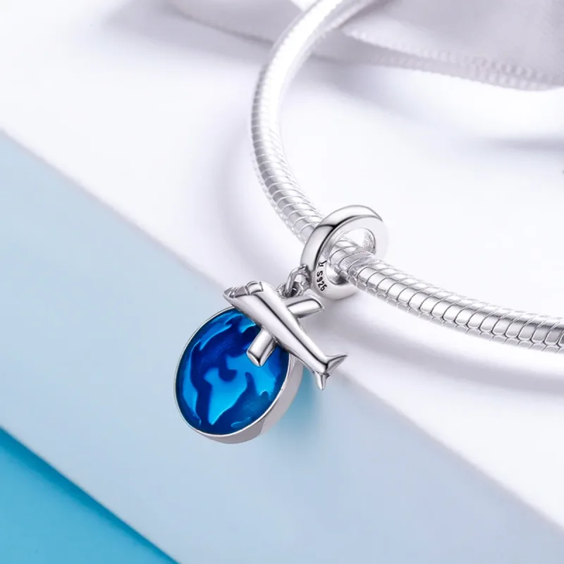 (bilde for) Pandora Style Silver Travel Around The World Dingler - SCC664 - Vis 7