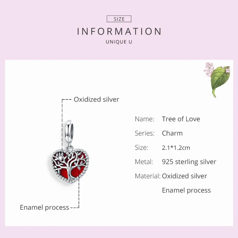 (bilde for) Pandora Style Silver Tree of Love Dangle - SCC1556 - Vis 7