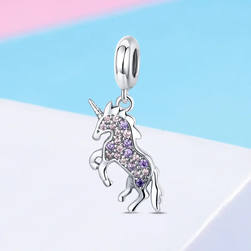 (bilde for) Pandora Style Silver Unicorn Dangle - SCC996 - Vis 2