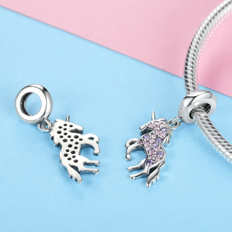 (bilde for) Pandora Style Silver Unicorn Dangle - SCC996 - Vis 3