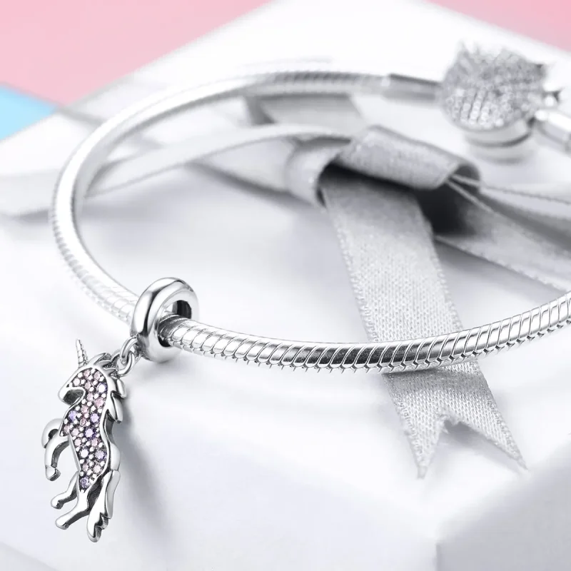(bilde for) Pandora Style Silver Unicorn Dangle - SCC996 - Vis 4
