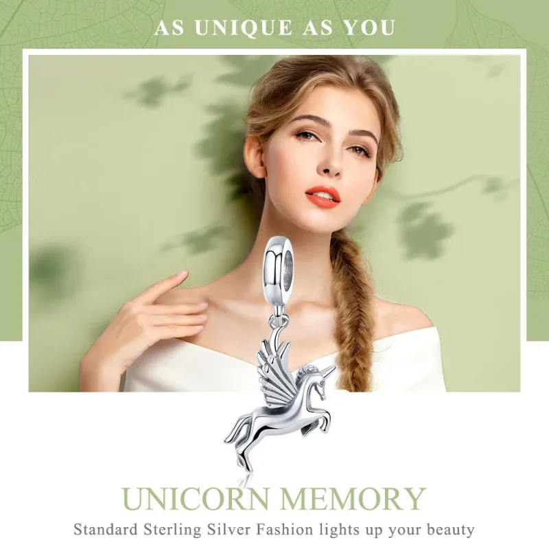 (bilde for) Pandora Style Silver Unicorn Memory Dingle - SCC704 - Vis 6