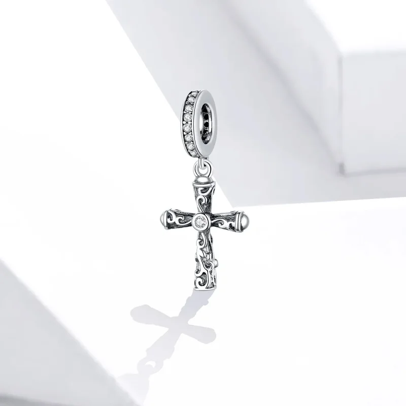 (bilde for) Pandora Style Silver Vintage Cross Dangle - BSC313 - Vis 2