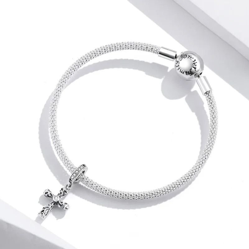 (bilde for) Pandora Style Silver Vintage Cross Dangle - BSC313 - Vis 3