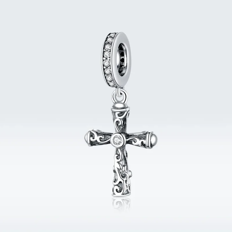 (bilde for) Pandora Style Silver Vintage Cross Dangle - BSC313 - Vis 5