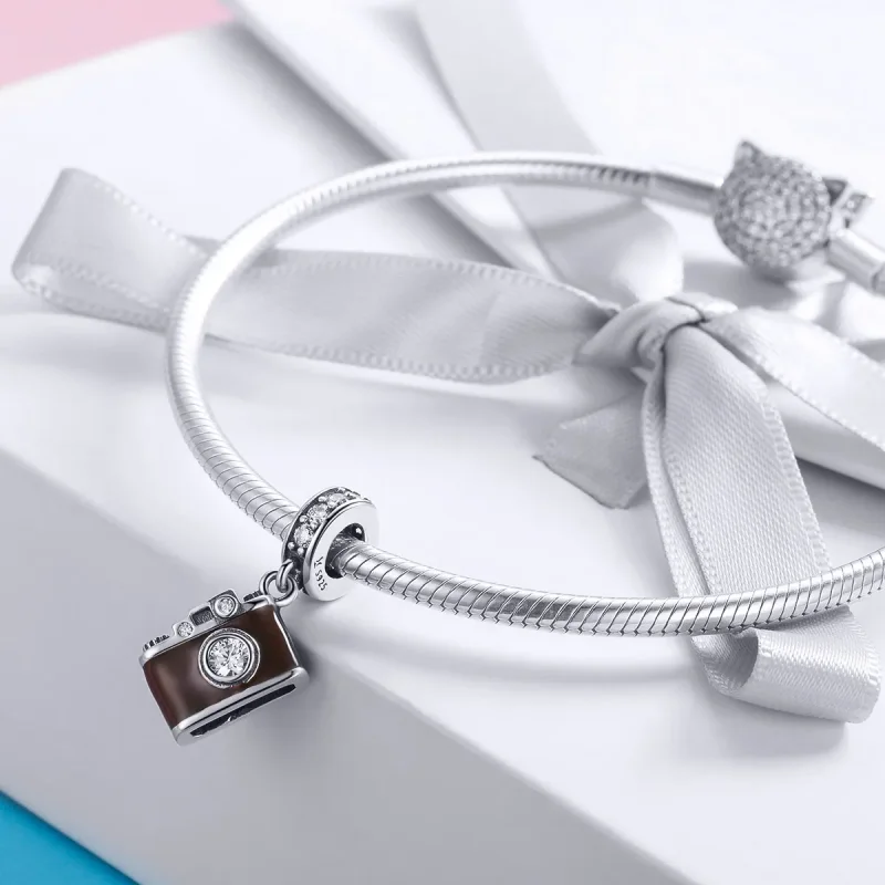 (bilde for) Pandora Style Silver Vintage Digital Camera Dingle - SCC953 - Vis 3