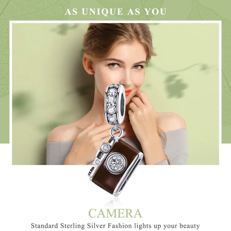 (bilde for) Pandora Style Silver Vintage Digital Camera Dingle - SCC953 - Vis 6