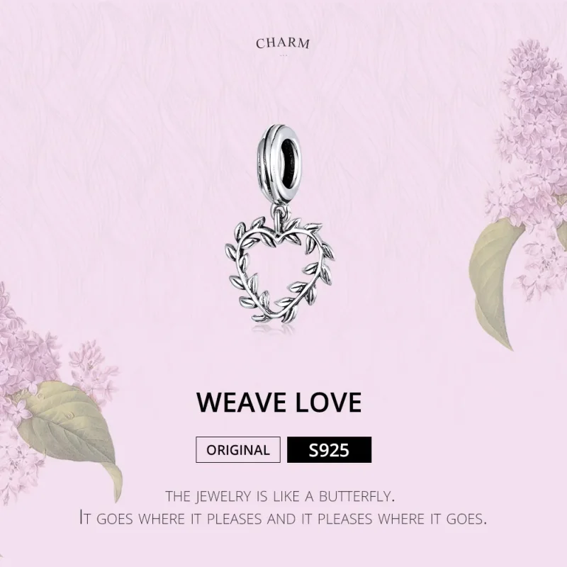 (bilde for) Pandora Style Silver Weave Love Dangle - SCC1520 - Vis 6