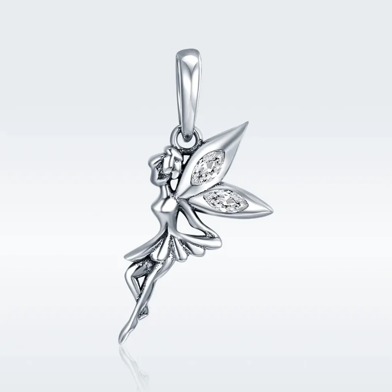 (bilde for) Pandora Style Silver White Flower Fairy Dingle - SCC359 - Vis 2
