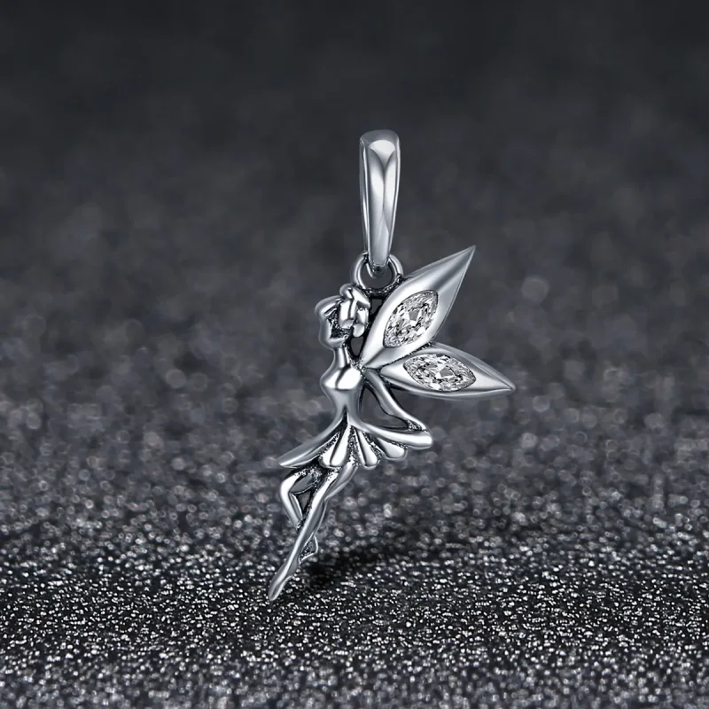 (bilde for) Pandora Style Silver White Flower Fairy Dingle - SCC359 - Vis 3