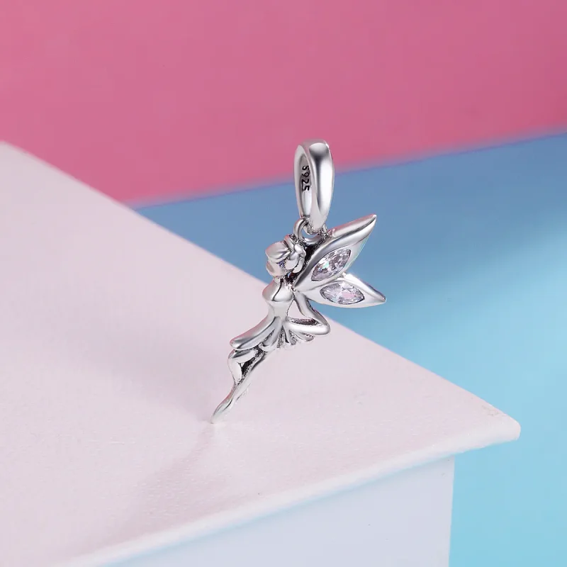 (bilde for) Pandora Style Silver White Flower Fairy Dingle - SCC359 - Vis 4
