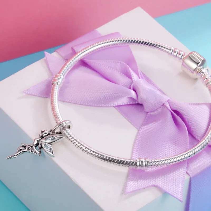 (bilde for) Pandora Style Silver White Flower Fairy Dingle - SCC359 - Vis 5