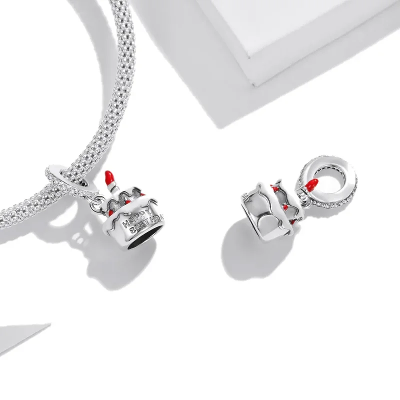 (bilde for) Pandora Style Sølv bursdagskake Dangle - SCC1848 - Vis 4