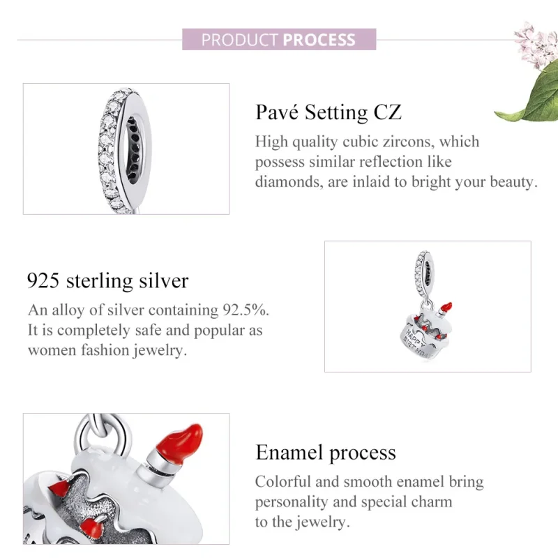 (bilde for) Pandora Style Sølv bursdagskake Dangle - SCC1848 - Vis 6