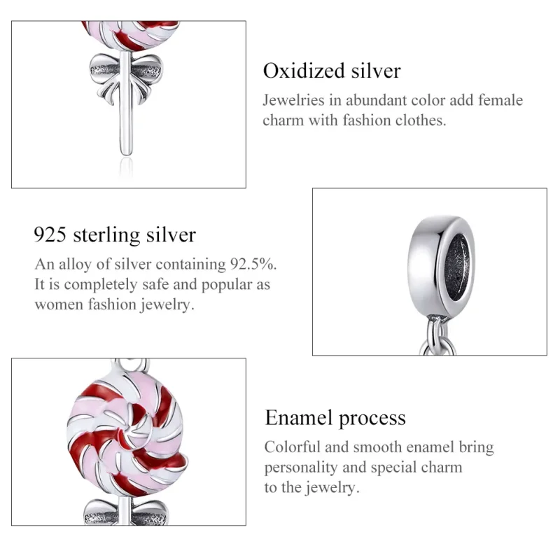 (bilde for) Pandora Style Sølv Lollipop Dangle - SCC1491 - Vis 7