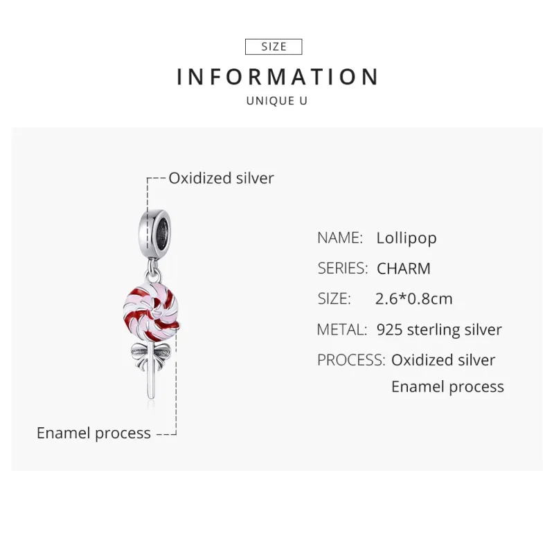 (bilde for) Pandora Style Sølv Lollipop Dangle - SCC1491 - Vis 8