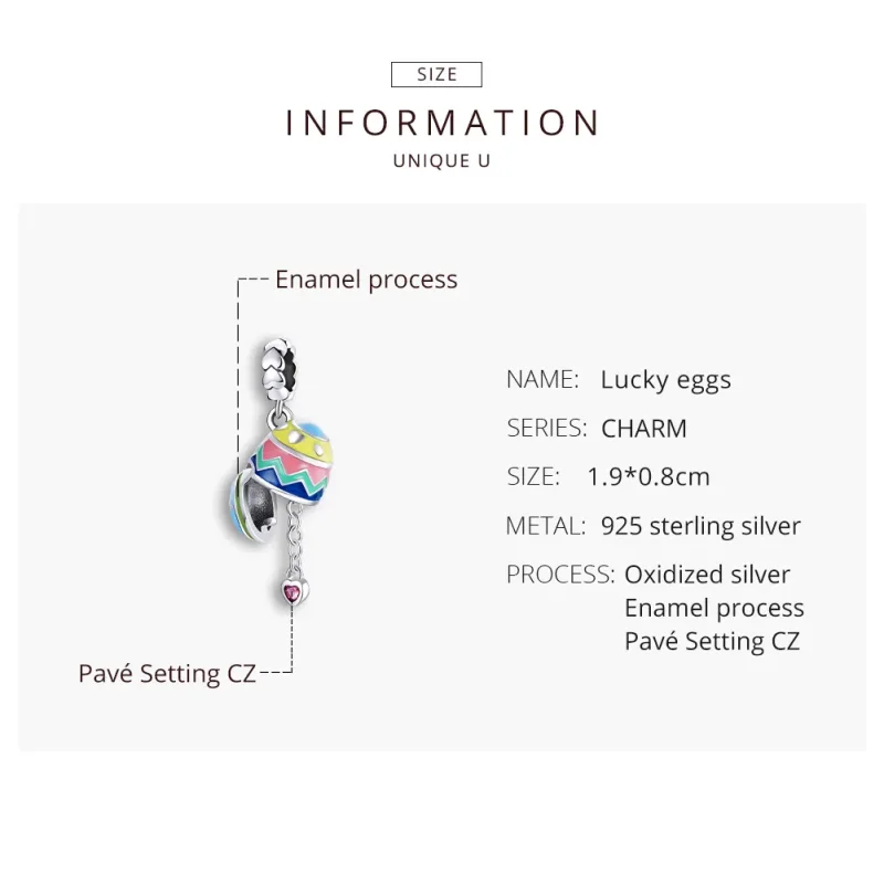 (bilde for) Pandora Style Sølv Lucky Eggs Dingle - SCC1753 - Vis 8