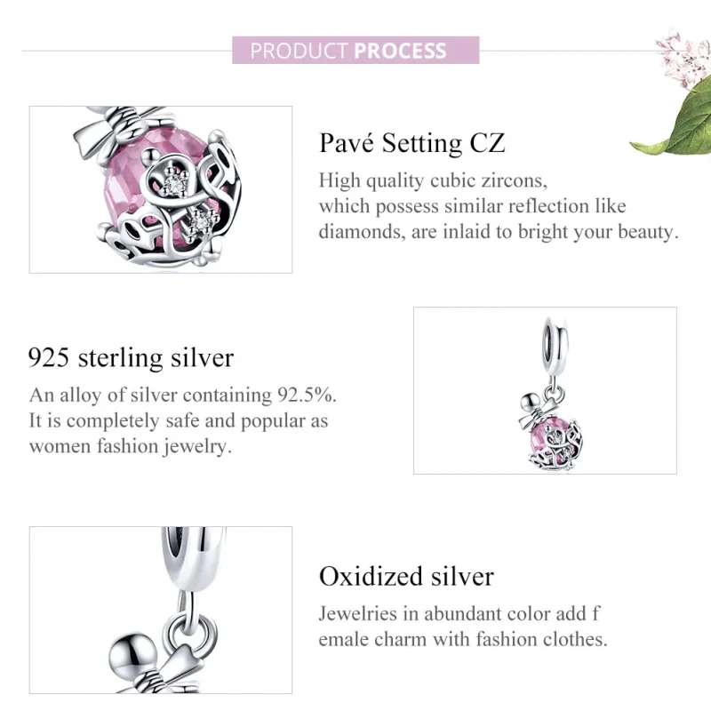 (bilde for) Pandora Style Sølv parfymeflaske Dangle - SCC1734 - Vis 8