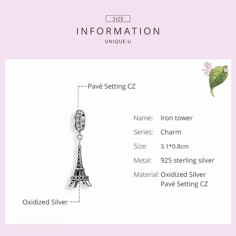 (bilde for) Pandora Style Sølv Paris Eiffeltårnet Dangle - BSC154 - Vis 7