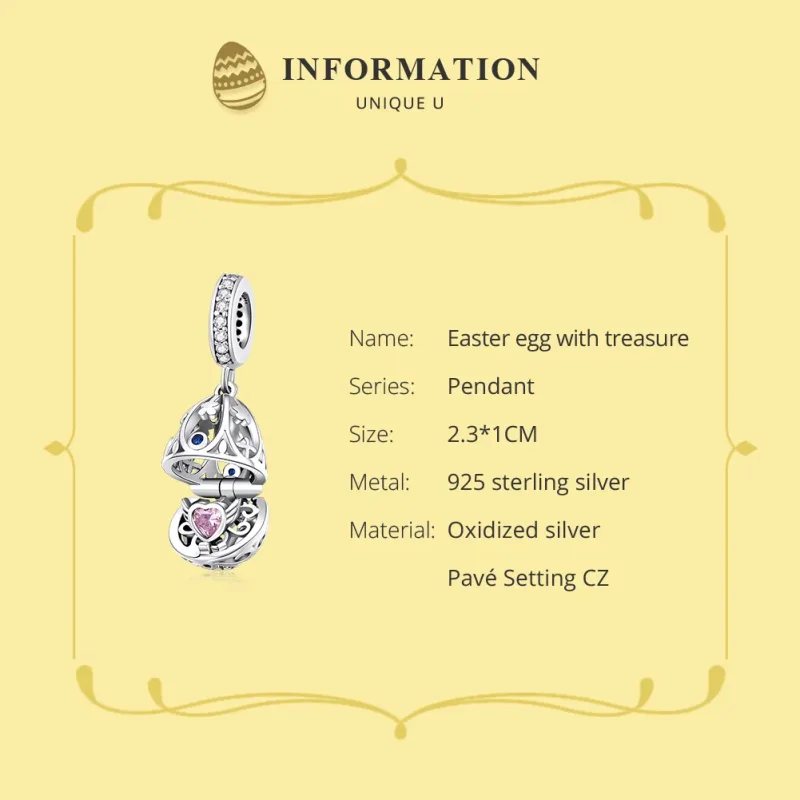 (bilde for) Pandora Style Sølv Påskeegg Med Treasure Dingle - SCC1465 - Vis 6