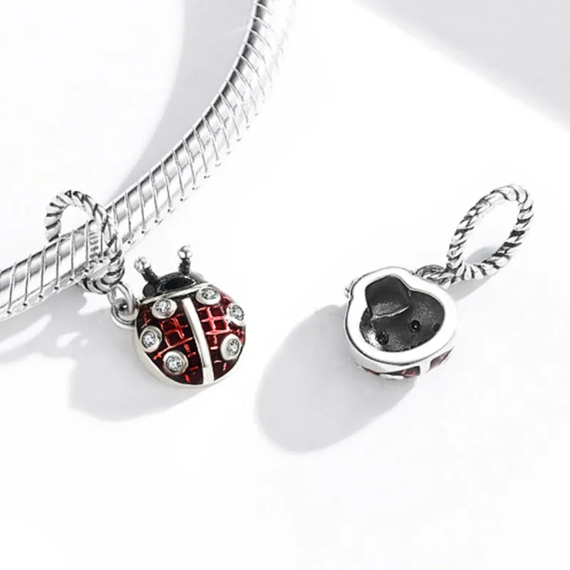 (bilde for) Pandora Style Sølv Seks-Star Ladybug Dangle - SCC1874 - Vis 3