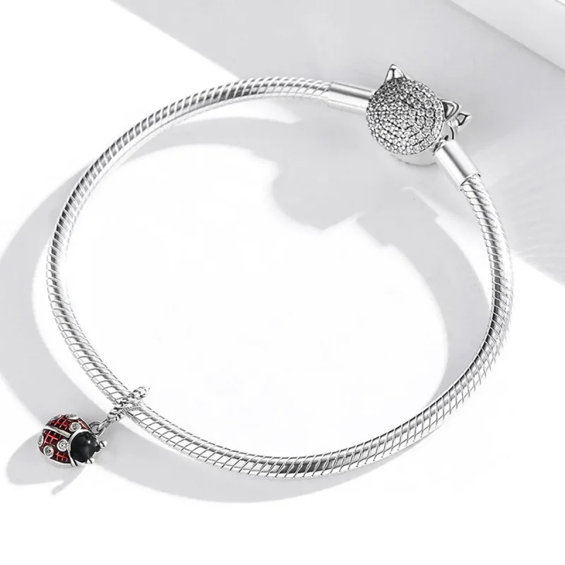 (bilde for) Pandora Style Sølv Seks-Star Ladybug Dangle - SCC1874 - Vis 4