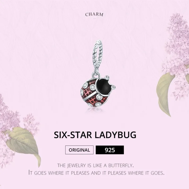 (bilde for) Pandora Style Sølv Seks-Star Ladybug Dangle - SCC1874 - Vis 8