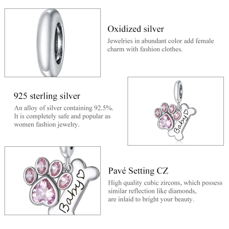 (bilde for) Pandora Style Sølv Søt Hundepote Dangle - SCC1680 - Vis 7