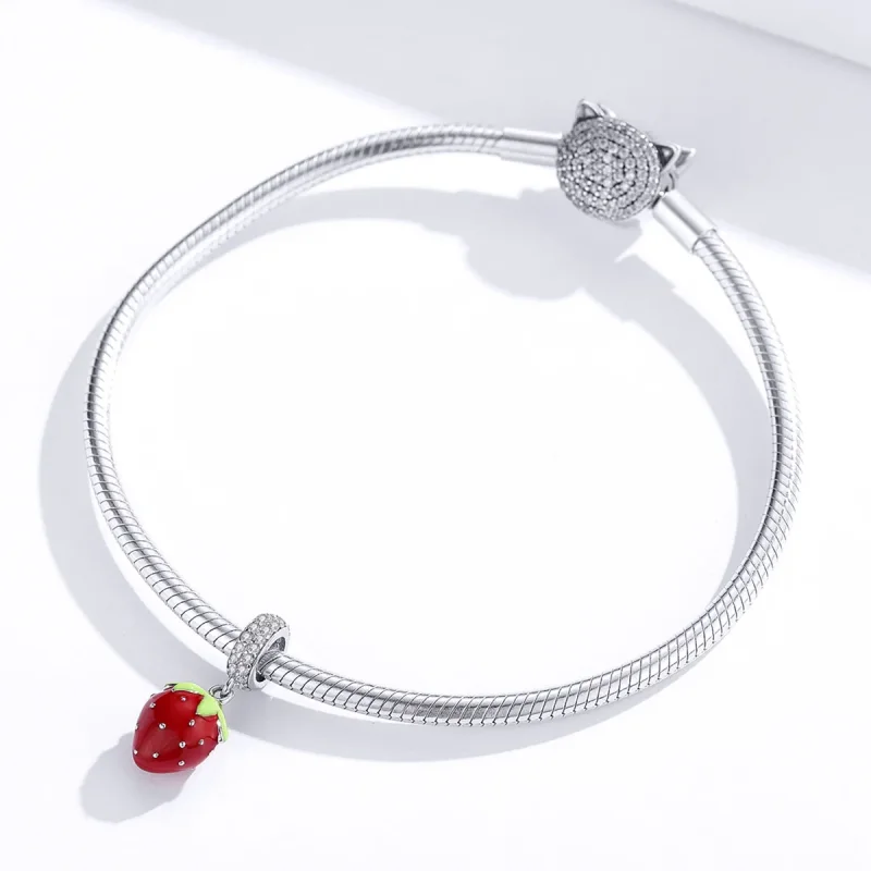 (bilde for) Pandora Style Sølv Søt Strawberry Dangle - SCC1537 - Vis 2