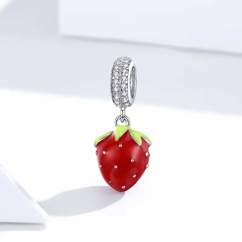 (bilde for) Pandora Style Sølv Søt Strawberry Dangle - SCC1537 - Vis 3