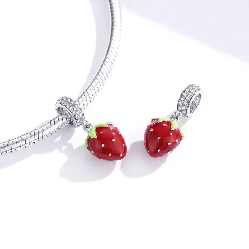 (bilde for) Pandora Style Sølv Søt Strawberry Dangle - SCC1537 - Vis 4