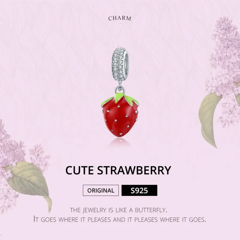 (bilde for) Pandora Style Sølv Søt Strawberry Dangle - SCC1537 - Vis 6