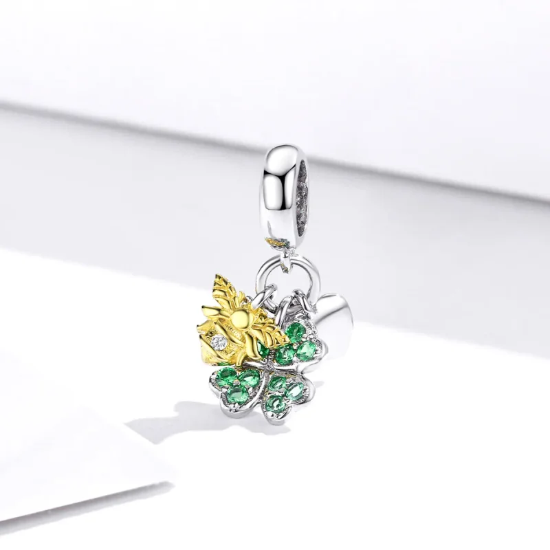 (bilde for) Pandora Style Two Tone Bicolor Clover Med Bee Dingle - BSC303 - Vis 2