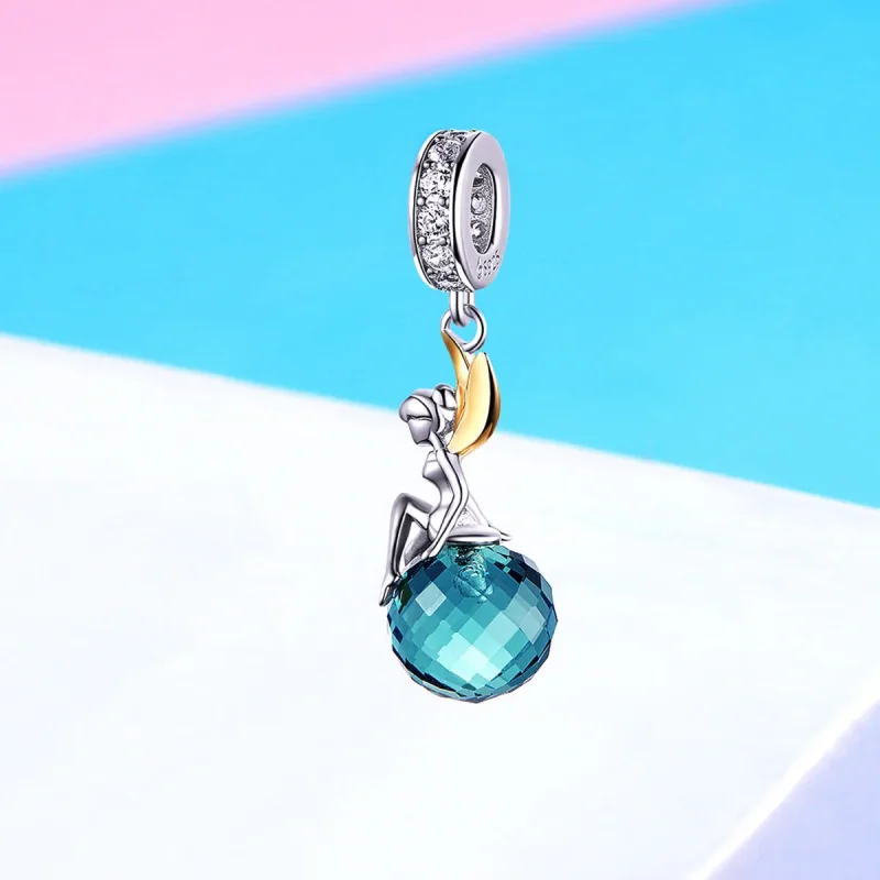 (bilde for) Pandora Style Two Tone Bicolor Elf Planet Dangle - BSC056 - Vis 2