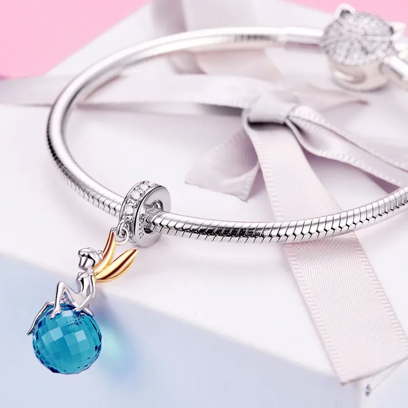 (bilde for) Pandora Style Two Tone Bicolor Elf Planet Dangle - BSC056 - Vis 4