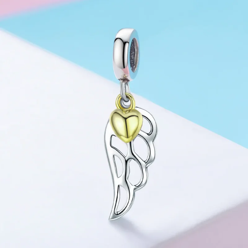 (bilde for) Pandora Style Two Tone Bicolor Elf Wings Dingle - SCC838 - Vis 2
