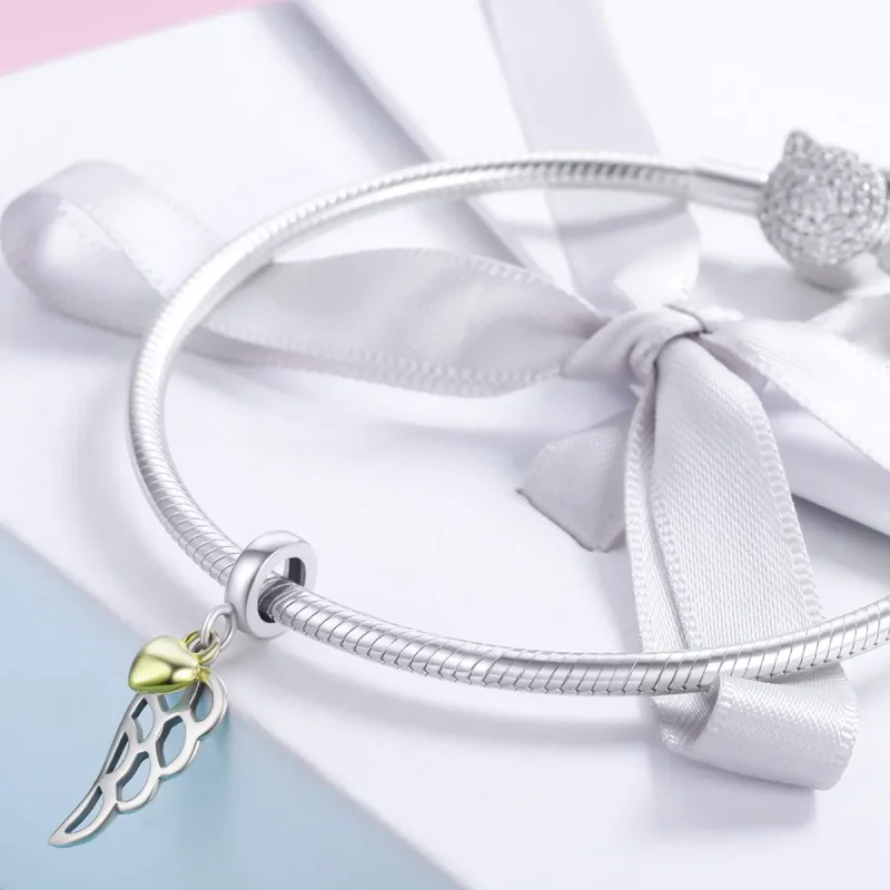 (bilde for) Pandora Style Two Tone Bicolor Elf Wings Dingle - SCC838 - Vis 4