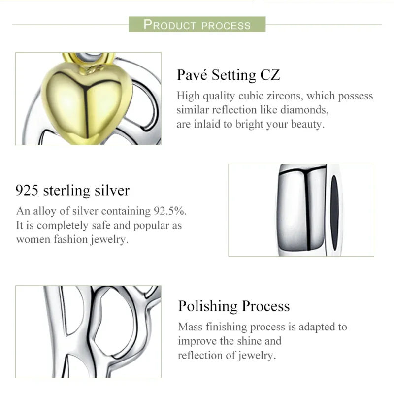 (bilde for) Pandora Style Two Tone Bicolor Elf Wings Dingle - SCC838 - Vis 7