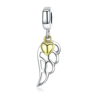 (bilde for) Pandora Style Two Tone Bicolor Elf Wings Dingle - SCC838