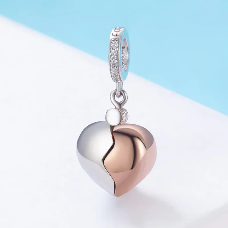 (bilde for) Pandora Style Two Tone Bicolor Key In Open Heart Dingle - SCC844 - Vis 2