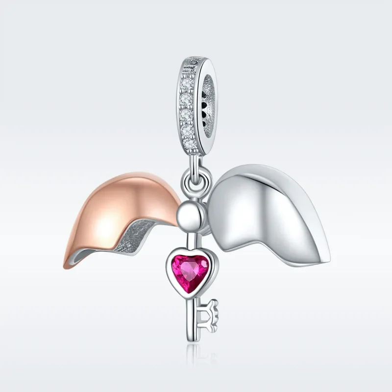 (bilde for) Pandora Style Two Tone Bicolor Key In Open Heart Dingle - SCC844 - Vis 3