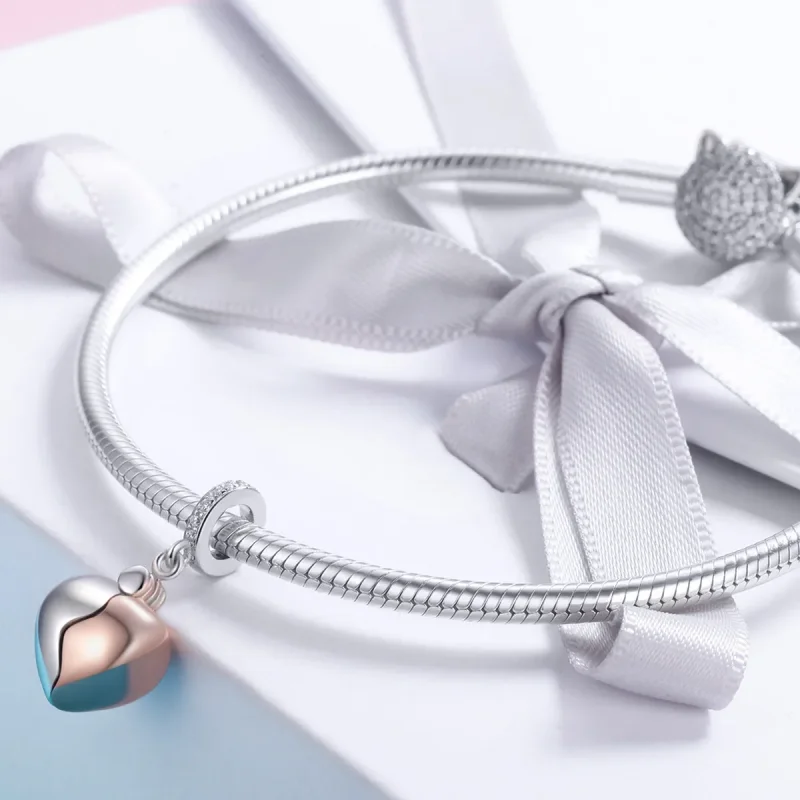 (bilde for) Pandora Style Two Tone Bicolor Key In Open Heart Dingle - SCC844 - Vis 4