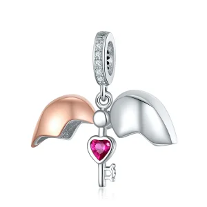 (bilde for) Pandora Style Two Tone Bicolor Key In Open Heart Dingle - SCC844