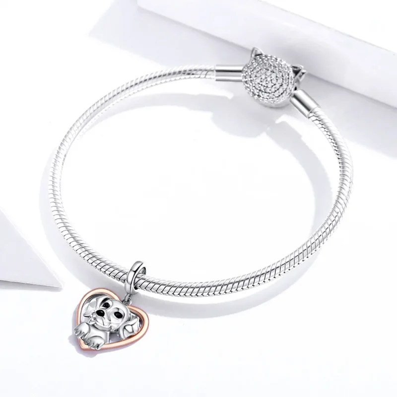 (bilde for) Pandora Style Two Tone Bicolor Labrador Puppy Dangle - SCC1611 - Vis 3