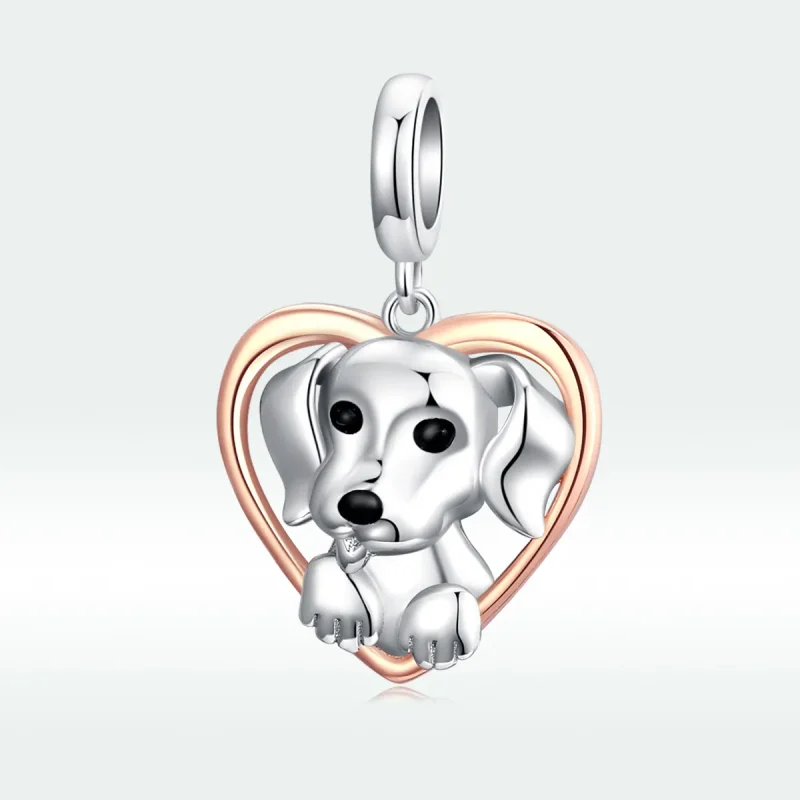 (bilde for) Pandora Style Two Tone Bicolor Labrador Puppy Dangle - SCC1611 - Vis 5