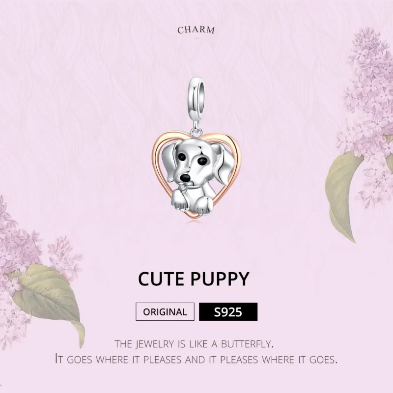 (bilde for) Pandora Style Two Tone Bicolor Labrador Puppy Dangle - SCC1611 - Vis 6
