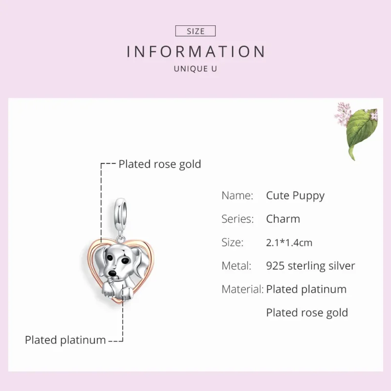 (bilde for) Pandora Style Two Tone Bicolor Labrador Puppy Dangle - SCC1611 - Vis 7