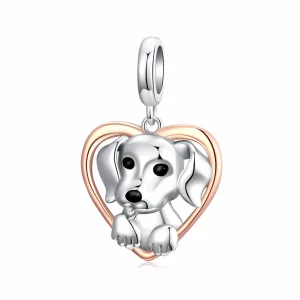 (bilde for) Pandora Style Two Tone Bicolor Labrador Puppy Dangle - SCC1611