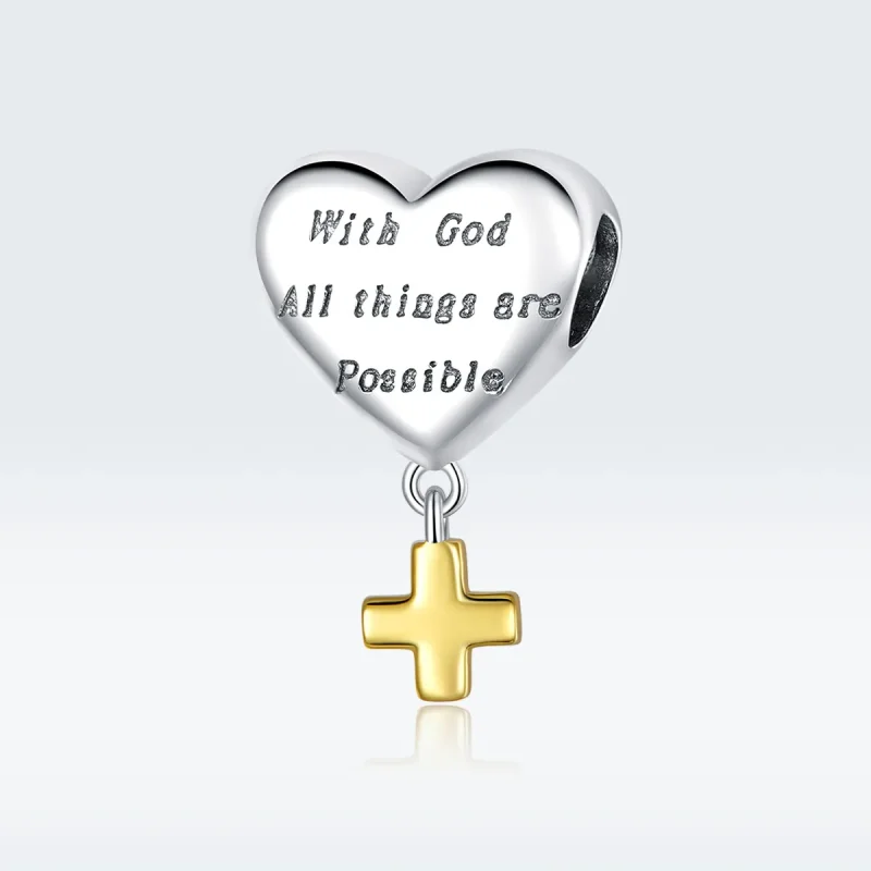 (bilde for) Pandora Style Two Tone Bicolor With God All Things Are Possible Dingler - BSC309 - Vis 5